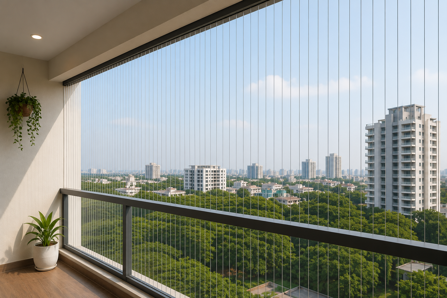 Luxury Balcony Invisible Grill Installation